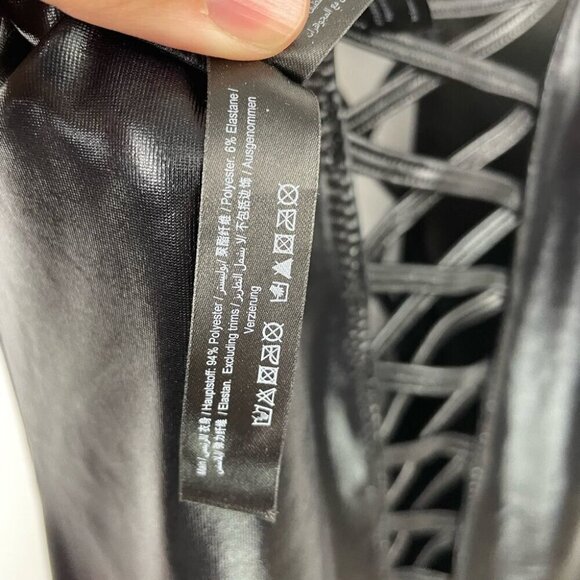 ** Ann Summers Samara Wet Look Black Mini Stretch Dress Size M/ US 8-10 - Picture 8 of 8